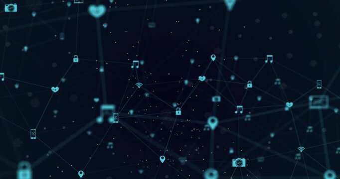 Futuristic Digital Network with Connected Nodes and Data Connections