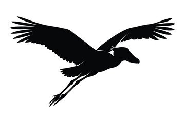 Obraz premium Shoebill stork bird flying silhouette graphic vector illustration with shoebill
