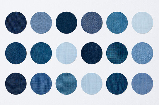 Minimalist Blue Denim And Linen Polka Dot Pattern On White Background