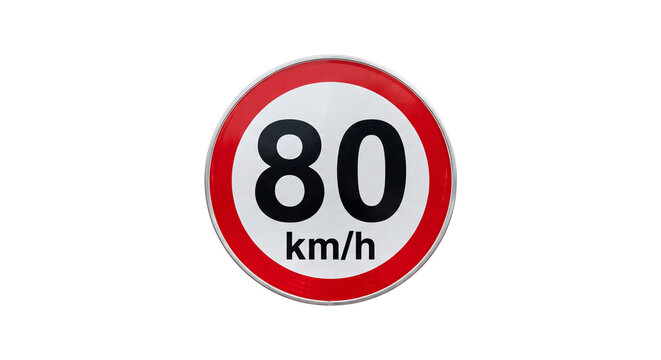 Maximum Speed Limit 80 km/h Traffic Sign Vector Icon Isolated 