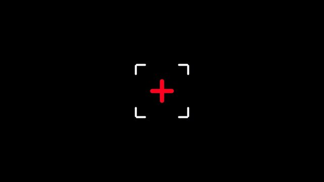 Long SEO Title: Camera Viewfinder Focus Target Framing Brackets Green Plus Add Crosshair Animation 6 Seconds Loop on Alpha Channel 4K