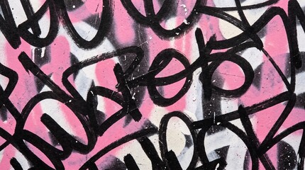 Naklejka premium Abstract Pink and Black Street Art Graffiti Tag Texture on Wall Background