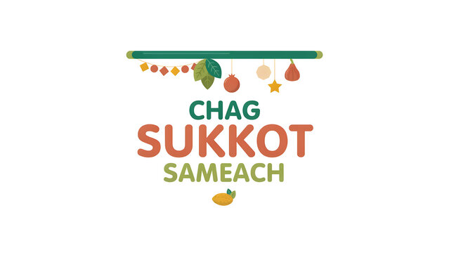 Chag sukkot sameach banner with garland and fruit elements jewish holiday festival of booths