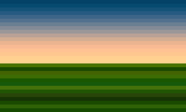 field or meadow sunrise or sunset, colorful abstract geometric landscape, discrete gradient background, contemporary art print