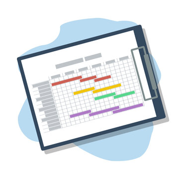 gantt chart project estimated schedule on clipboard