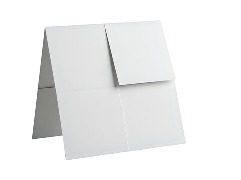 Blank white table tent sign for restaurant menu or promotional display isolated on transparent background