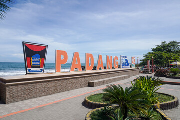 Fototapeta premium Padang City Signage at Purus Beach in Indonesia. West Sumatera, Indonesia - June, 09 2025