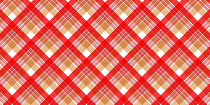 Seamless red and beige tartan plaid pattern background, ideal for picnic tablecloths, fabric prints, and autumn textiles