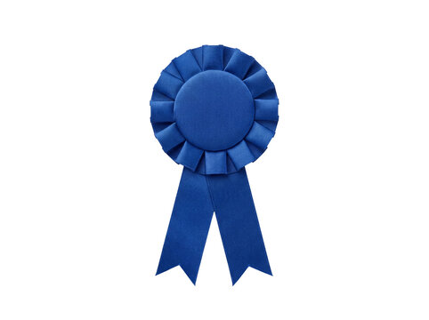 Blue award ribbon rosette isolated on transparent background