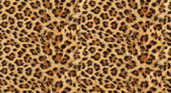 Seamless leopard print fur texture pattern, fashion textile design and animal print background