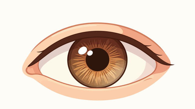 Detailed Vector Illustration of a Brown Human Eye with Iris Patterns and Eyelashes
