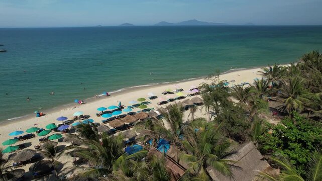 Aerial view of natural scenery at Hoi An beach resort in Vietnam