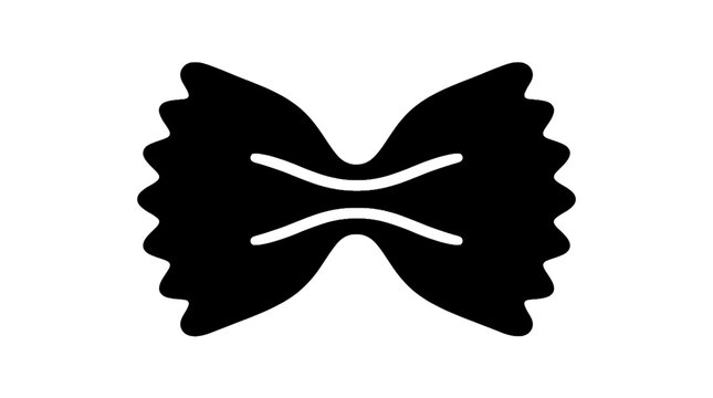 Black and white farfalle pasta silhouette icon - food vector graphic