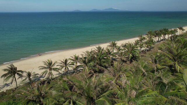 Aerial view of natural scenery at Hoi An beach resort in Vietnam