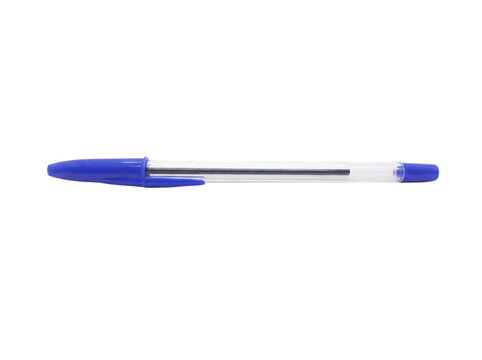 Blue ballpoint pen isolated on transparent background