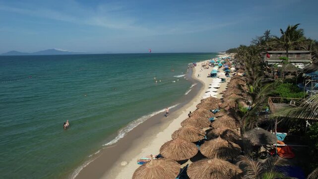 Aerial view of natural scenery at Hoi An beach resort in Vietnam