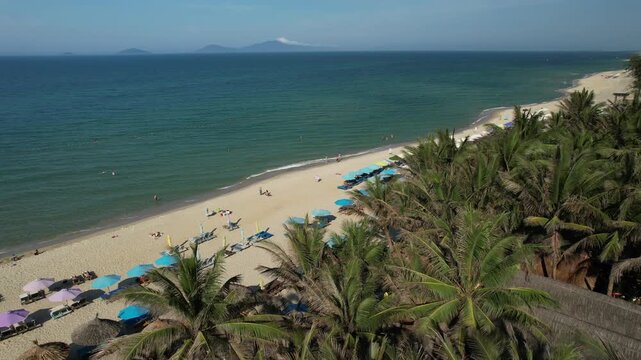 Aerial view of natural scenery at Hoi An beach resort in Vietnam