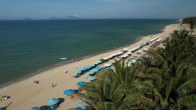 Aerial view of natural scenery at Hoi An beach resort in Vietnam