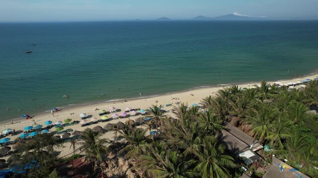 Aerial view of natural scenery at Hoi An beach resort in Vietnam