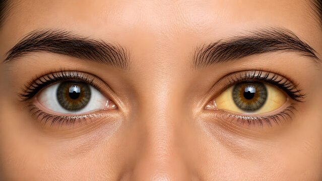 Normal Sclera vs Jaundiced Sclera, Scleral Icterus Medical Eye Comparison