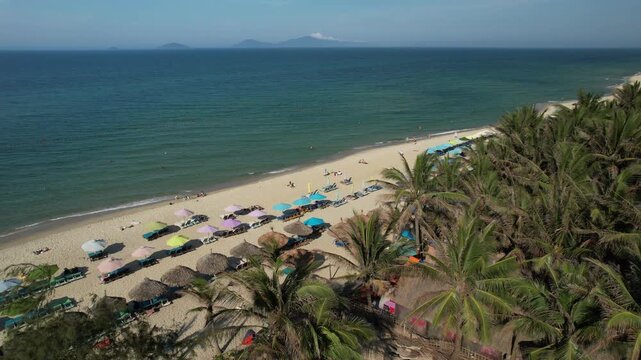 Aerial view of natural scenery at Hoi An beach resort in Vietnam