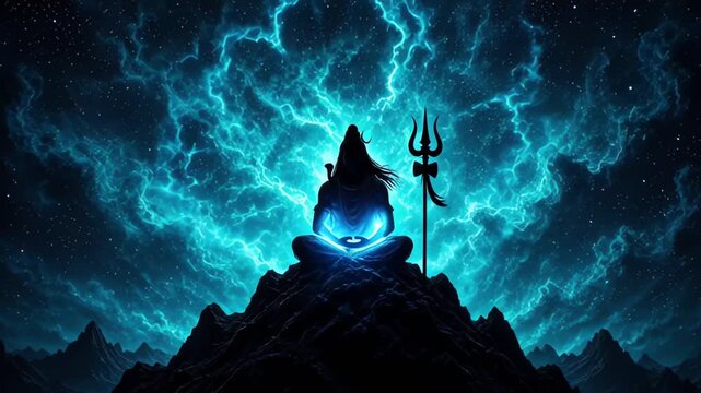 Lord shiva maha shivratri mahadev meditating on mountain peak