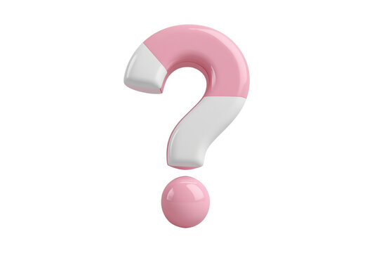 Pink and white glossy question mark with round dot