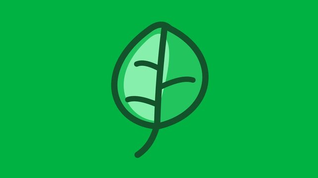 Minimalist Green Leaf Flat Vector Icon Animation for Ecology and Nature Branding Concepts
