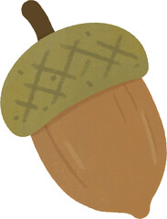 Acorn with Green Cap Woodland Autumn Illustration © thelady