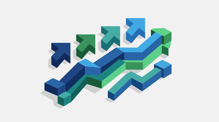 Fototapeta premium Isometric 3D Business Data Growth Charts Showing Upward Financial Progress and Positive Market Performance Analysis