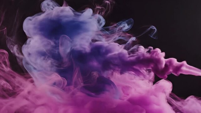Abstract colored smoke pattern magenta and blue hues on dark background