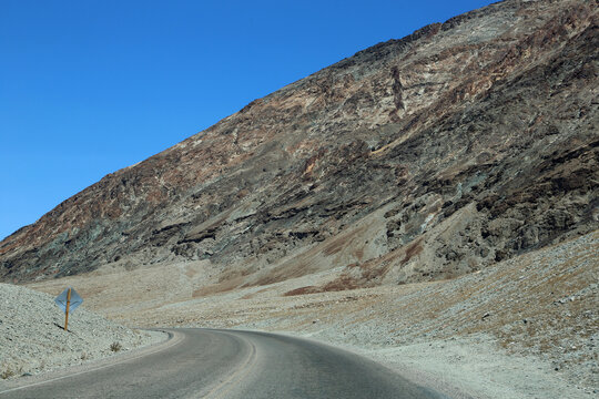 The curve and Funeral Mountains, California