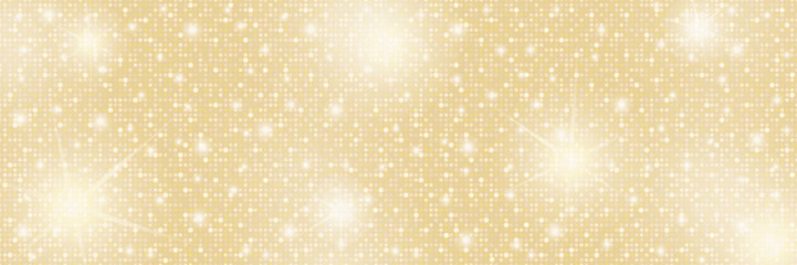 Naklejka premium Gold champagne glitter gradient background. Circles shiny disco retro luxury subtle texture. Sparkling dust vintage glossy bg. Vector illustration