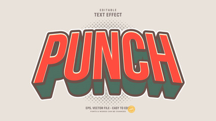 Punch Text Effect, Editable Retro Vintage Text Style. © Zdson