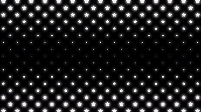 Silver Stars Twinkling in Waves on Black Background, Motion Graphics