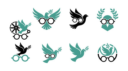 Obraz premium Round Glasses Merging With Dove Concept of Gandhi Jayanti Vision Of Peace