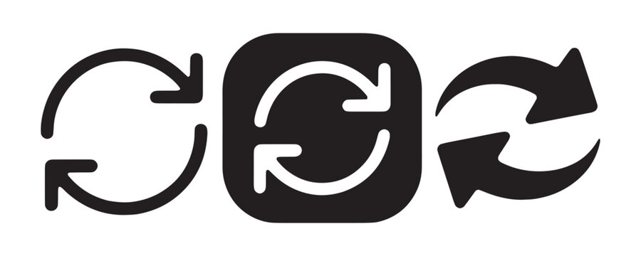 Refresh and sync symbols with circular arrows representing loop process update and data exchange set.