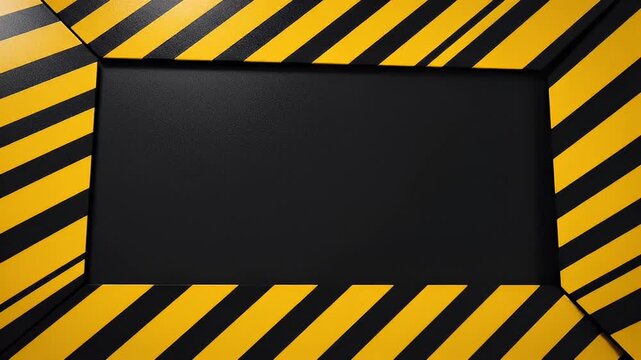 Warning Hazard Stripes Frame with Empty Black Copy Space - Industrial Danger Zone Caution Tape