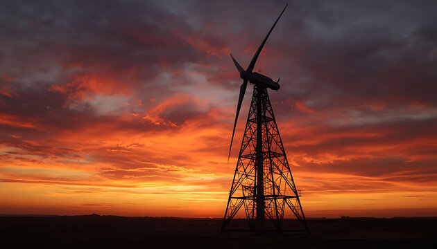 wind turbine at sunset