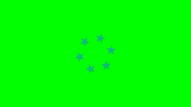 rotating star loading animation on green screen