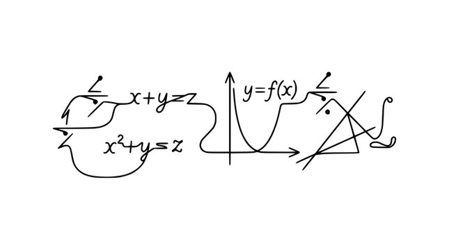 Mathematical Equations and Graph on Transparent Background