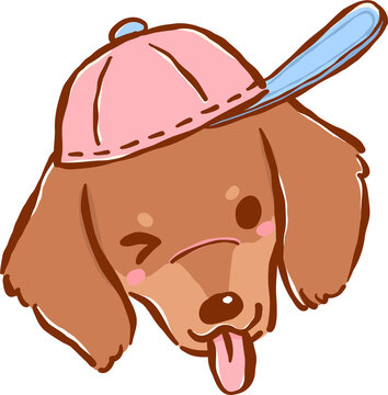 Cute Dachshund Back to School Dog Wearing A Pink Cap Cartoon Hand Drawn
