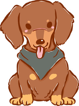 Cute Dachshund Back to School Dog with Bandana Cartoon Hand Drawn