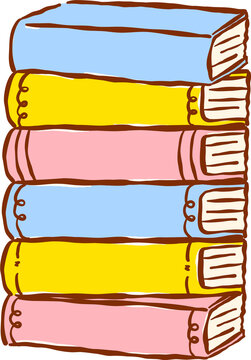 Cute Decorative Back to School Stacked of Books Hand Drawn