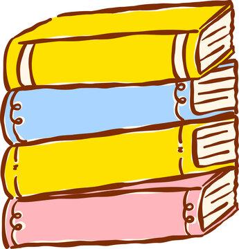 Cute Back to School Stacked of Colorful Books Hand Drawn