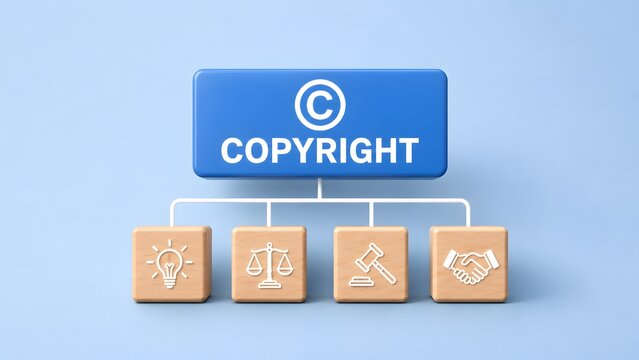 Copyright Law Protection Hierarchy With Legal And Intellectual Property Blocks