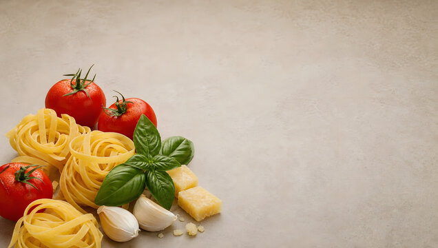 Italian Pasta with Fresh Tomatoes and Basil Served as a Healthy Traditional Meal