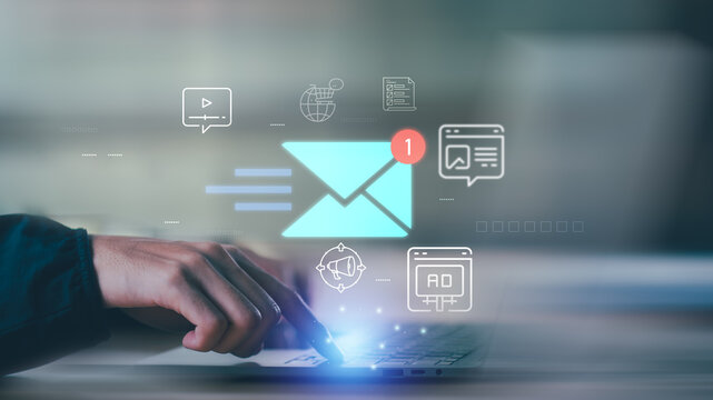 Digital marketer manages email marketing campaigns with marketing automation, customer engagement, lead generation, targeted advertising, ecommerce strategy, and digital communication technology.