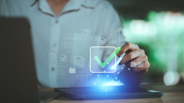 Compliance officer manages document verification, digital approval, records validation, compliance review, quality control, workflow automation, file management, documentation efficient processing.