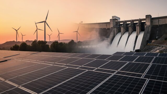 Renewable energy sources solar wind and hydro
